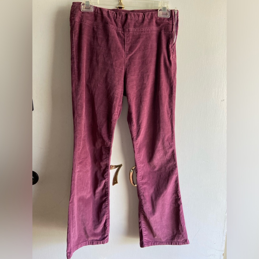 Free People Burgundy Suede Flare Cut Pants